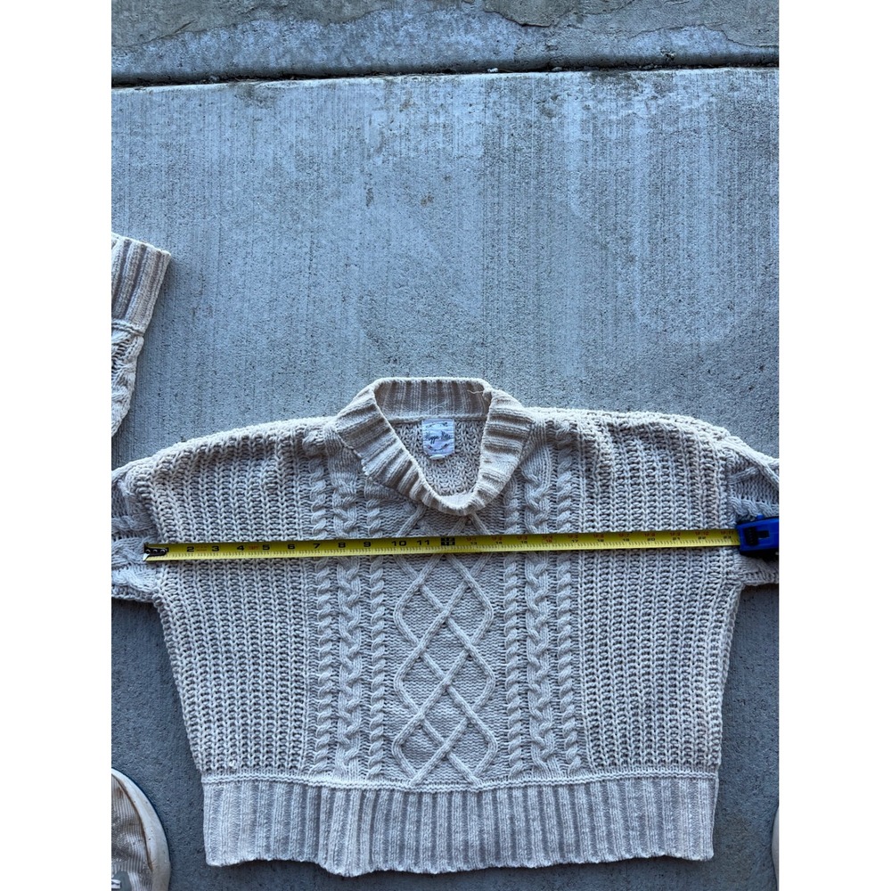 Hippie Rose Women Cream Cable Knit Mock Neck Chenille Cropped Sweater Small